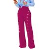 imagePINSV Womens High Waisted Stretchy Bootcut Pull On Dress Pants Casual Work Pants3276 Rose Red