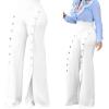 imagePINSV Womens High Waisted Stretchy Bootcut Pull On Dress Pants Casual Work Pants3276 White