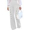 imagePINSV Womens High Waisted Stretchy Bootcut Pull On Dress Pants Casual Work Pants3276 White