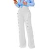 imagePINSV Womens High Waisted Stretchy Bootcut Pull On Dress Pants Casual Work Pants3276 White