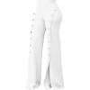 imagePINSV Womens High Waisted Stretchy Bootcut Pull On Dress Pants Casual Work Pants3276 Pure White