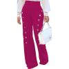 imagePINSV Womens High Waisted Stretchy Bootcut Pull On Dress Pants Casual Work Pants3276 Rose Red