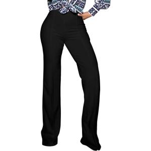 imagePINSV Womens High Waisted Stretchy Bootcut Pull On Dress Pants Casual Work Pants3257 Black
