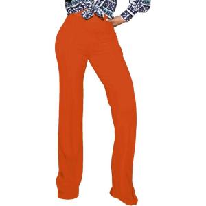 imagePINSV Womens High Waisted Stretchy Bootcut Pull On Dress Pants Casual Work Pants3257 Deep Orange