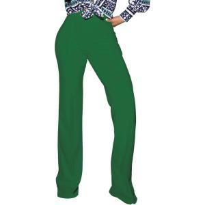 imagePINSV Womens High Waisted Stretchy Bootcut Pull On Dress Pants Casual Work Pants3257 Green