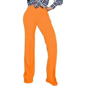 imagePINSV Womens High Waisted Stretchy Bootcut Pull On Dress Pants Casual Work Pants3257 Orange