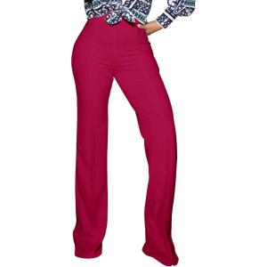 imagePINSV Womens High Waisted Stretchy Bootcut Pull On Dress Pants Casual Work Pants3257 Rose Red