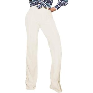 imagePINSV Womens High Waisted Stretchy Bootcut Pull On Dress Pants Casual Work Pants3257 White
