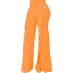 imagePINSV Womens High Waisted Stretchy Bootcut Pull On Dress Pants Casual Work Pants3276 Orange