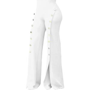imagePINSV Womens High Waisted Stretchy Bootcut Pull On Dress Pants Casual Work Pants3276 Pure White