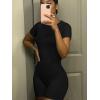 imageLounge Wear Casual 2 Piece Outfits Sets for Women Skinny Crew Neck Tshirt High Waist Leggings Shorts Workout SetBlack B
