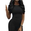 imageLounge Wear Casual 2 Piece Outfits Sets for Women Skinny Crew Neck Tshirt High Waist Leggings Shorts Workout SetBlack B