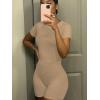 imageLounge Wear Casual 2 Piece Outfits Sets for Women Skinny Crew Neck Tshirt High Waist Leggings Shorts Workout SetCream