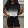 imageLounge Wear Casual 2 Piece Outfits Sets for Women Skinny Crew Neck Tshirt High Waist Leggings Shorts Workout SetGradient Black