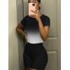 imageLounge Wear Casual 2 Piece Outfits Sets for Women Skinny Crew Neck Tshirt High Waist Leggings Shorts Workout SetGradient Black