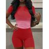 imageLounge Wear Casual 2 Piece Outfits Sets for Women Skinny Crew Neck Tshirt High Waist Leggings Shorts Workout SetGradient Red