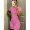 imageLounge Wear Casual 2 Piece Outfits Sets for Women Skinny Crew Neck Tshirt High Waist Leggings Shorts Workout SetPink