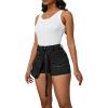 imagePINSV Womens Denim Skorts Stretchy Asymmetrical Jean Skirt ShortsBlack