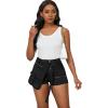 imagePINSV Womens Denim Skorts Stretchy Asymmetrical Jean Skirt ShortsBlack