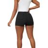 imagePINSV Womens Denim Skorts Stretchy Asymmetrical Jean Skirt ShortsBlack