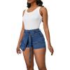 imagePINSV Womens Denim Skorts Stretchy Asymmetrical Jean Skirt ShortsBlue