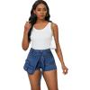 imagePINSV Womens Denim Skorts Stretchy Asymmetrical Jean Skirt ShortsBlue