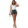 imagePINSV Womens Denim Skorts Stretchy Asymmetrical Jean Skirt ShortsGrey