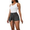 imagePINSV Womens Denim Skorts Stretchy Asymmetrical Jean Skirt ShortsGrey