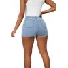imagePINSV Womens Denim Skorts Stretchy Asymmetrical Jean Skirt ShortsLight Blue