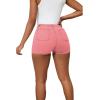 imagePINSV Womens Denim Skorts Stretchy Asymmetrical Jean Skirt ShortsPink