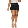 imagePINSV Womens Denim Skorts Stretchy Asymmetrical Jean Skirt ShortsBlack