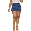 imagePINSV Womens Denim Skorts Stretchy Asymmetrical Jean Skirt ShortsBlue