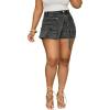 imagePINSV Womens Denim Skorts Stretchy Asymmetrical Jean Skirt ShortsGrey