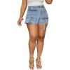 imagePINSV Womens Denim Skorts Stretchy Asymmetrical Jean Skirt ShortsLight Blue