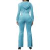 imagePINSV Women 2 Piece Outfits Velour Tracksuit Sets Long Sleeve Zip Up Crop Top Hoodie Bootcut Pants Matching Set Jogging Velvet Track Suits Light blue M