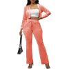 imagePINSV Women 2 Piece Outfits Velour Tracksuit Sets Long Sleeve Zip Up Crop Top Hoodie Bootcut Pants Matching Set Jogging Velvet Track Suits Pink L