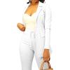 imagePINSV Women Casual Blazer Open Front Long Sleeve Work Business Suit Jacket Womens Lightweight Lapel Button Blazers Jackets White L