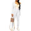 imagePINSV Women Casual Blazer Open Front Long Sleeve Work Business Suit Jacket Womens Lightweight Lapel Button Blazers Jackets White L
