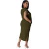 imagePINSV Women Cap Sleeves Summer Midi Dress Casual Fitted Slit Dresses with PocketsArmy Green