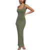imagePINSV Womens Bodycon Maxi Dress Stretchy Sleeveless Tank Dress Summer Long Ribbed Casual Beach Party DressGrayish Green