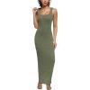 imagePINSV Womens Bodycon Maxi Dress Stretchy Sleeveless Tank Dress Summer Long Ribbed Casual Beach Party DressGrayish Green