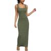 imagePINSV Womens Bodycon Maxi Dress Stretchy Sleeveless Tank Dress Summer Long Ribbed Casual Beach Party DressGrayish Green