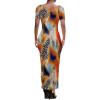 imagePINSV Womens Casual Bodycon Maxi Dress Summer Scoop Neck Short Sleeve Long Fitted Dresses Club PartyColorful Leopard Print