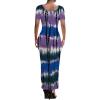 imagePINSV Womens Casual Bodycon Maxi Dress Summer Scoop Neck Short Sleeve Long Fitted Dresses Club PartyPurple Contrasting Print