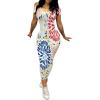 imagePINSV Womens Casual Bodycon Maxi Dress Summer Scoop Neck Short Sleeve Long Fitted Dresses Club PartyWhite Floral Print