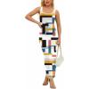 imagePINSV Womens Sexy Sleeveless Bodycon Tank Dress U Neck Halter Wrap Long Maxi Dresses Casual Party Beach SundressesColored Strips