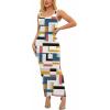 imagePINSV Womens Sexy Sleeveless Bodycon Tank Dress U Neck Halter Wrap Long Maxi Dresses Casual Party Beach SundressesColored Strips