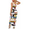 imagePINSV Womens Sexy Sleeveless Bodycon Tank Dress U Neck Halter Wrap Long Maxi Dresses Casual Party Beach SundressesColored Strips