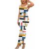imagePINSV Womens Sexy Sleeveless Bodycon Tank Dress U Neck Halter Wrap Long Maxi Dresses Casual Party Beach SundressesColored Strips