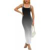 imagePINSV Womens Sexy Sleeveless Bodycon Tank Dress U Neck Halter Wrap Long Maxi Dresses Casual Party Beach SundressesGradient Black